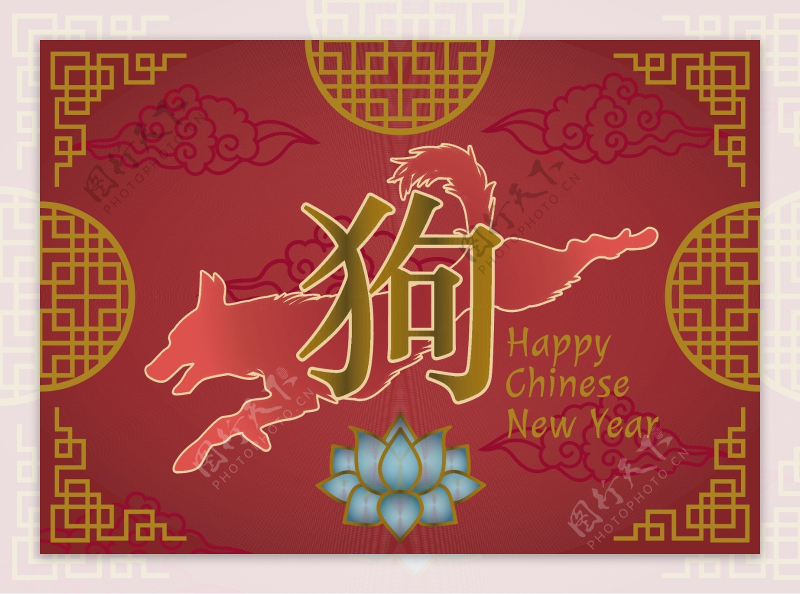 中国红传统节日春节新年海报