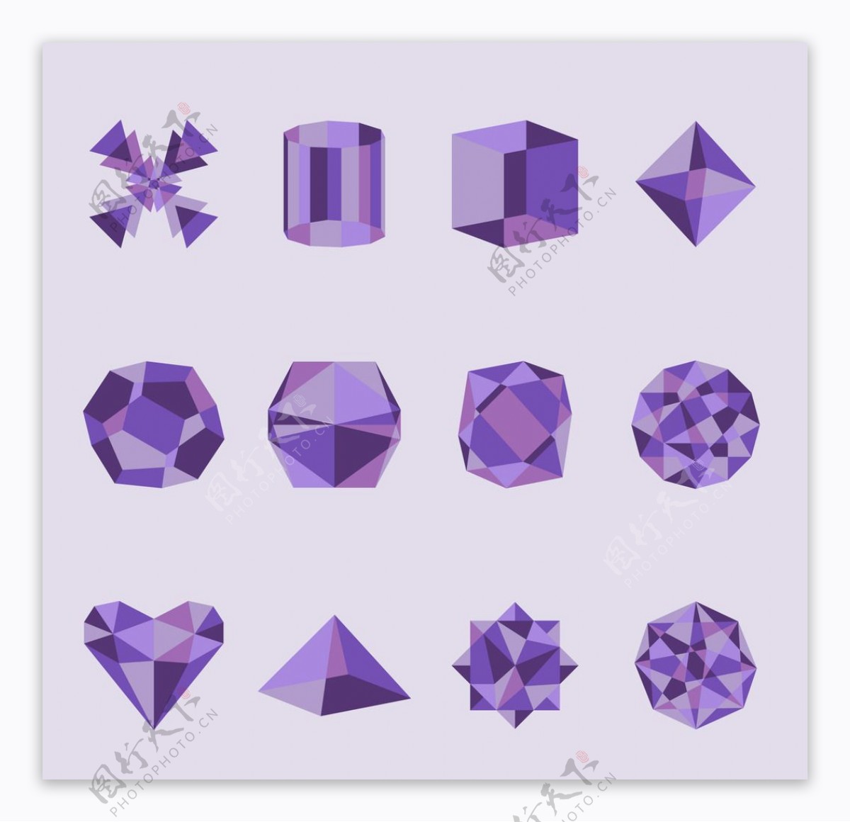 紫色几何钻石