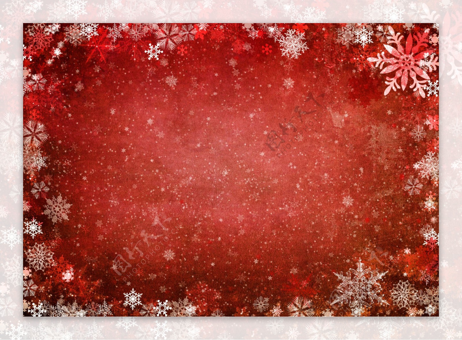 冬季红色雪花背景图2