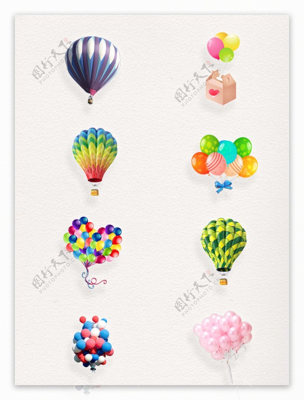 可爱蝴蝶结绑好的气球透明装饰素