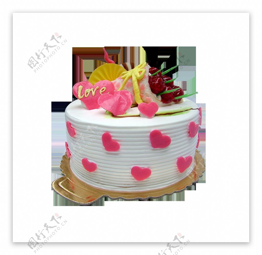 粉色爱心生日蛋糕素材