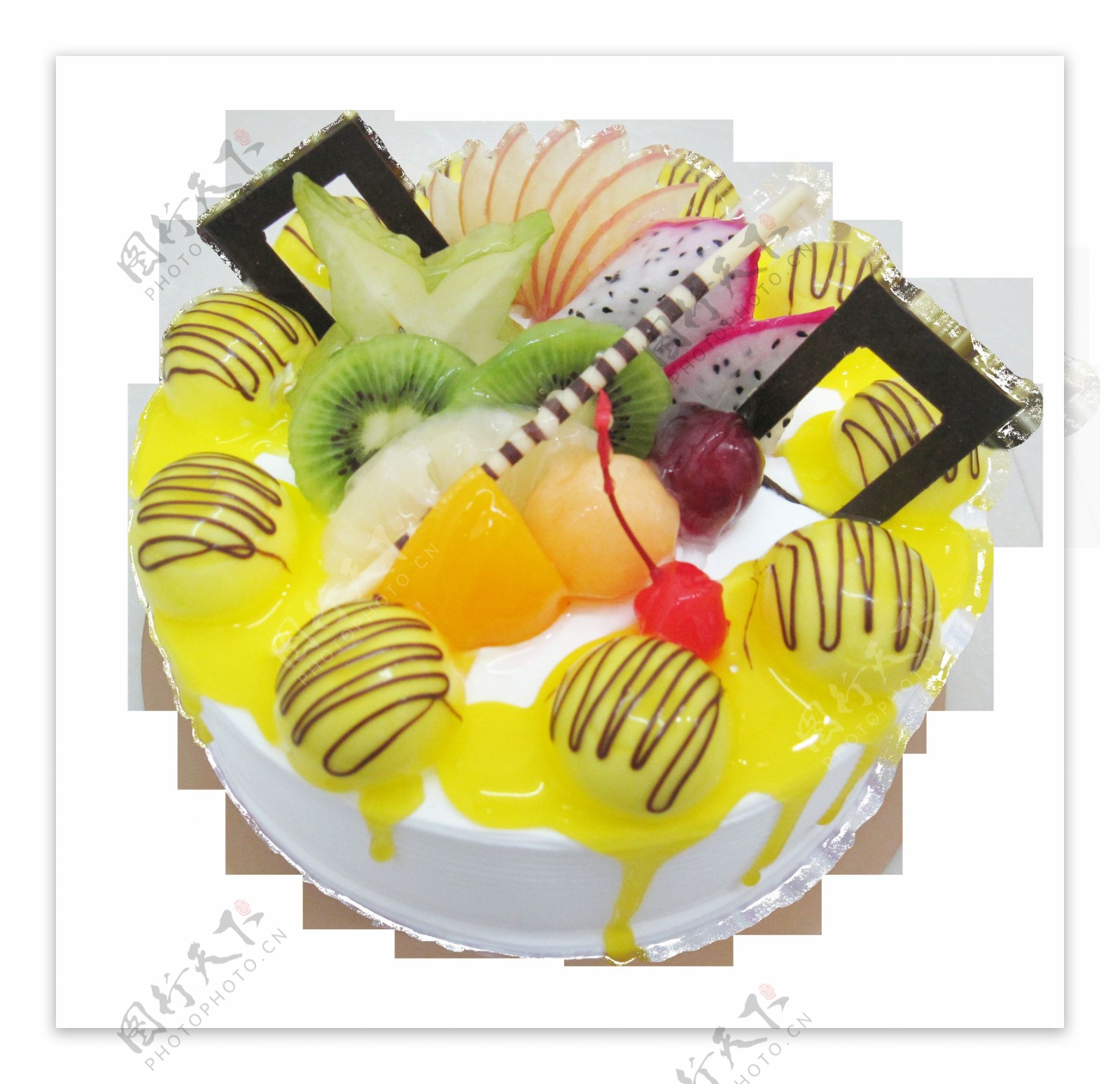 黄色水果蛋糕元素