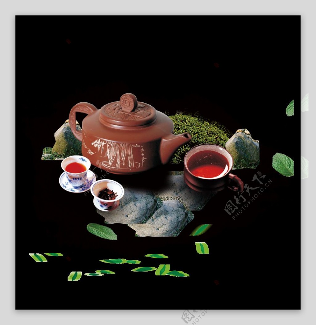 雅致褐色磨砂茶具产品实物