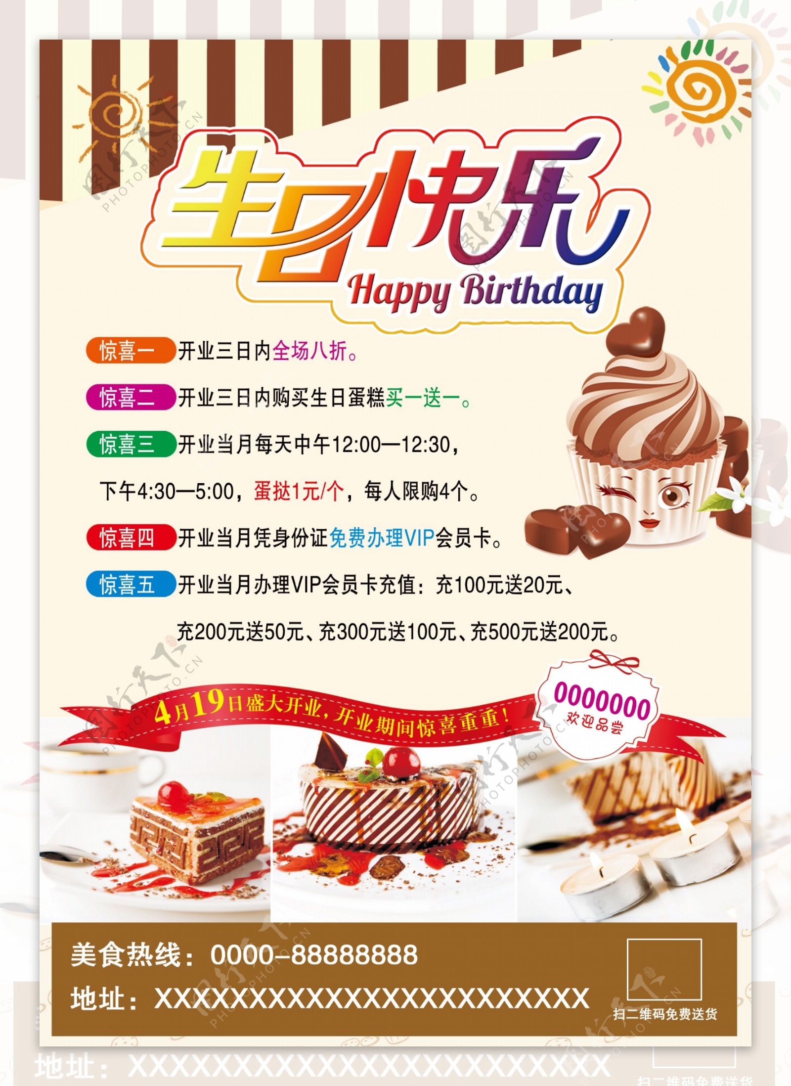 生日蛋糕彩页海报版面素材内容