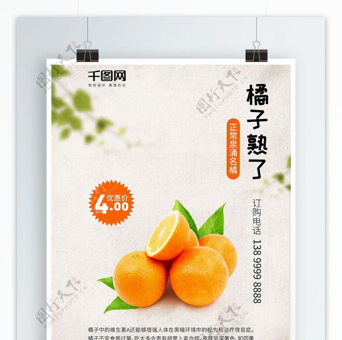 精品水果橘子海报