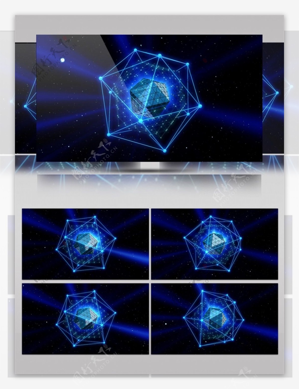 蓝色几何光束动态视频素材