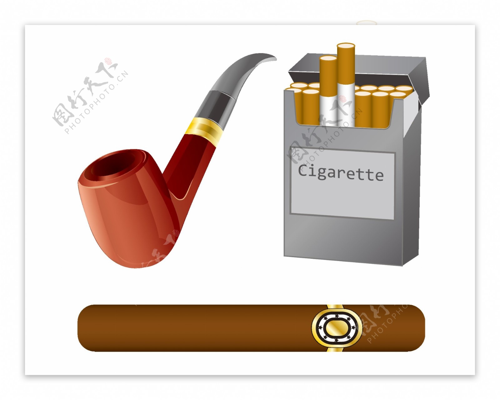 卡通吸烟烟斗元素