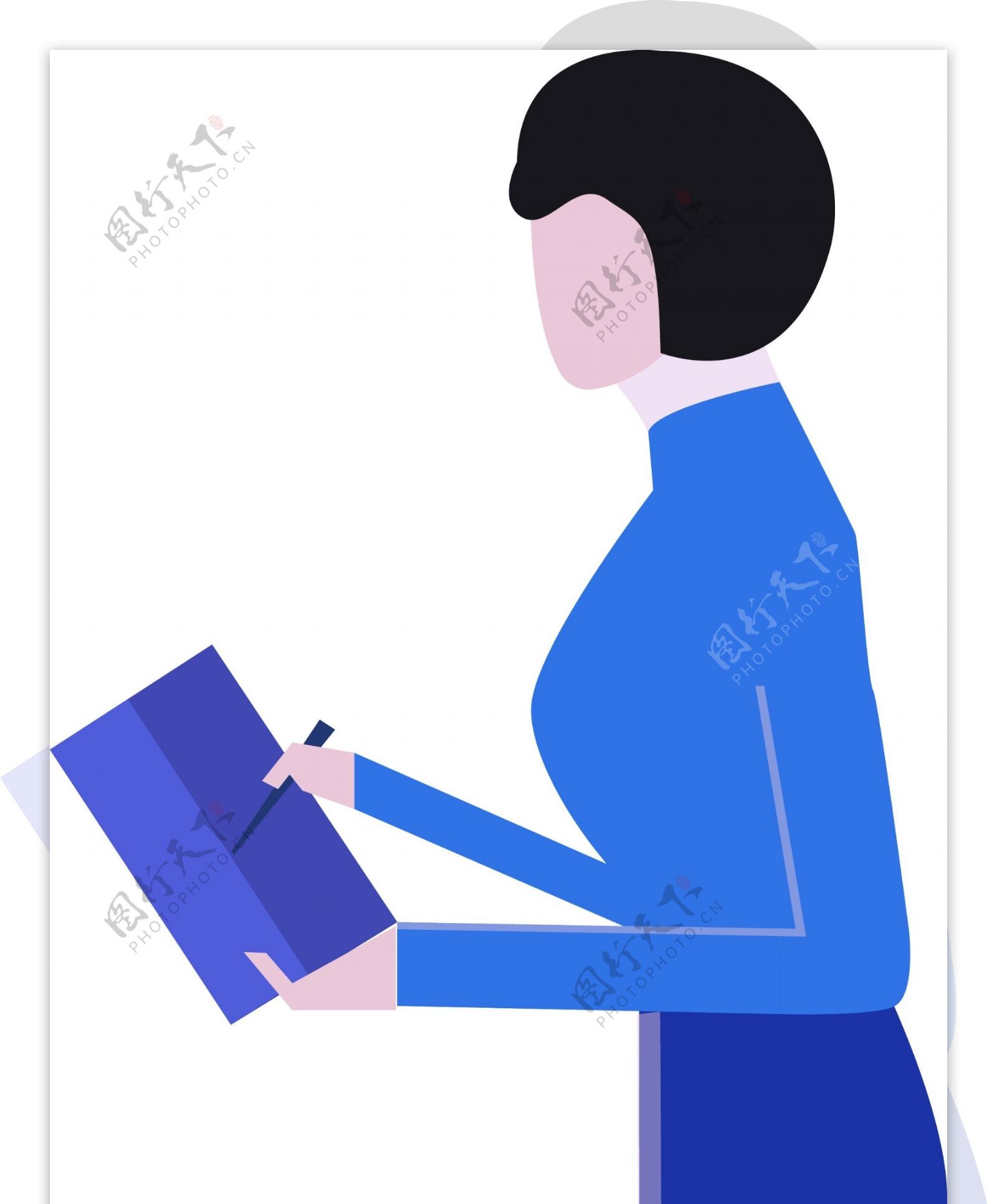 蓝色套装公司女性职员可商用元素