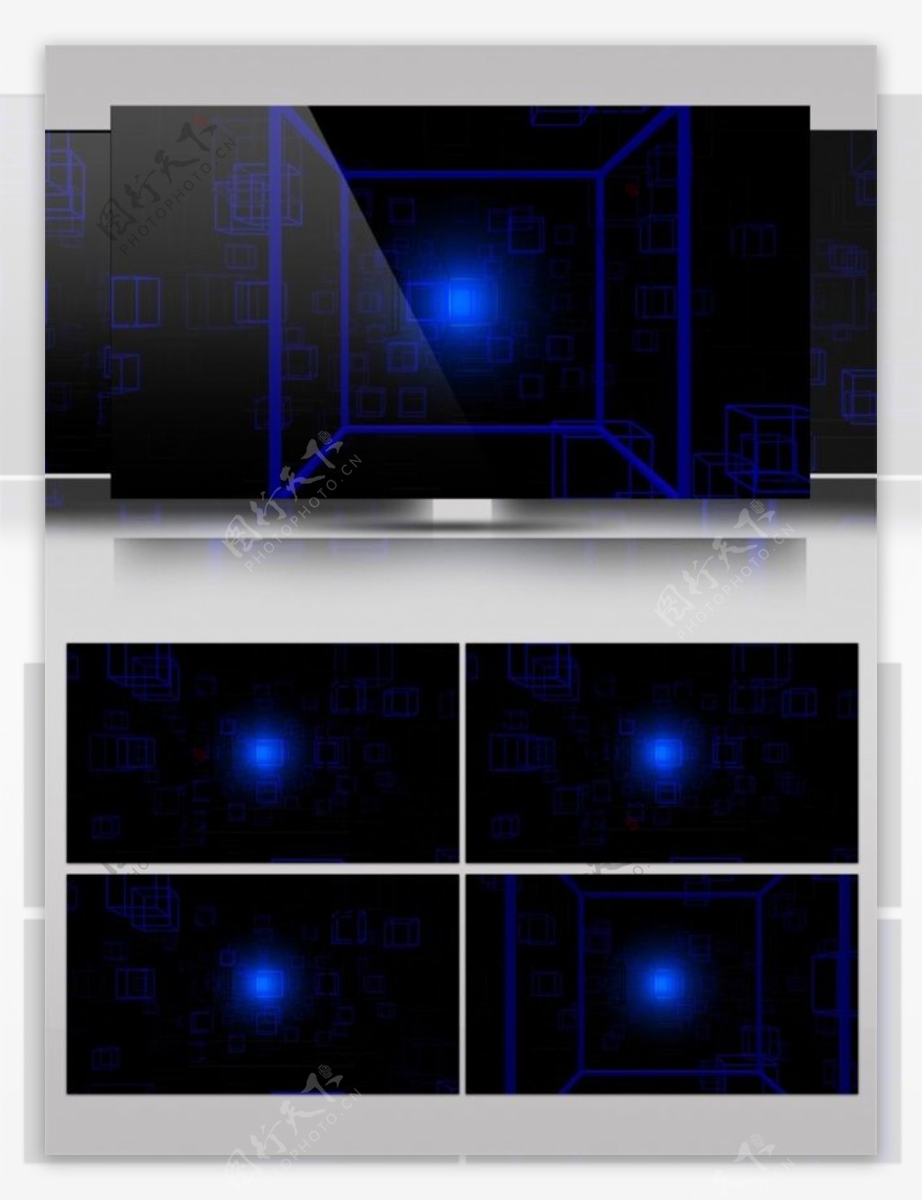 蓝色光束方块动态视频素材