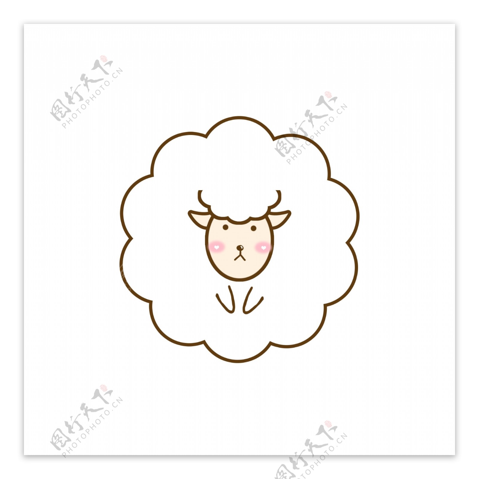 卡通可爱动物小绵羊团团子白色元素素材