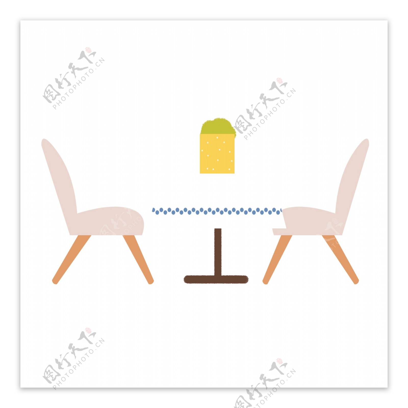 手绘卡通扁平化餐桌和椅子原创元素