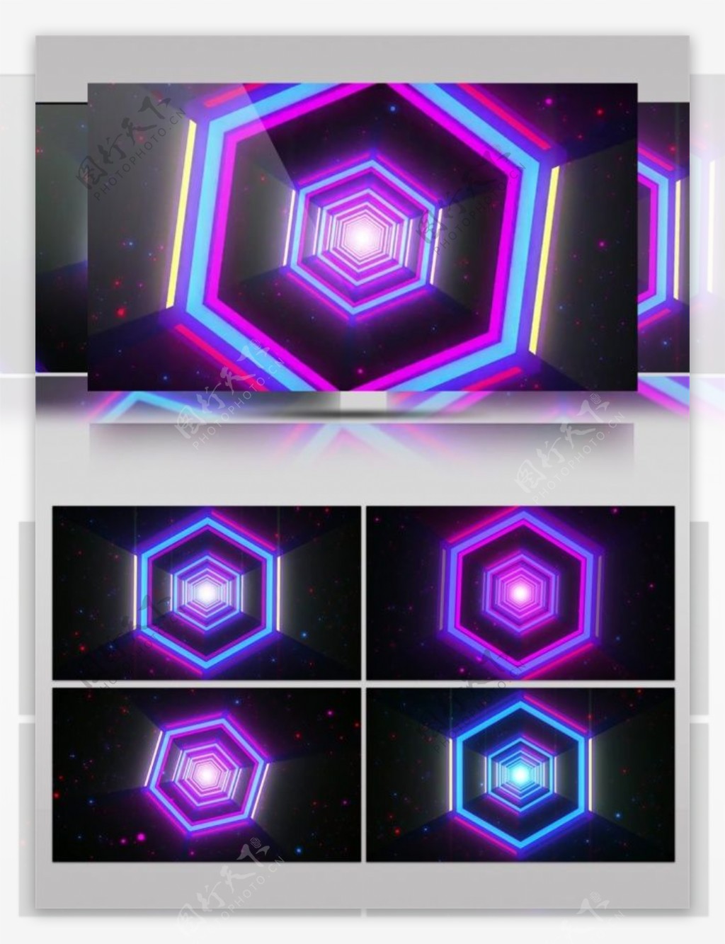 梦幻光紫六边形视频素材