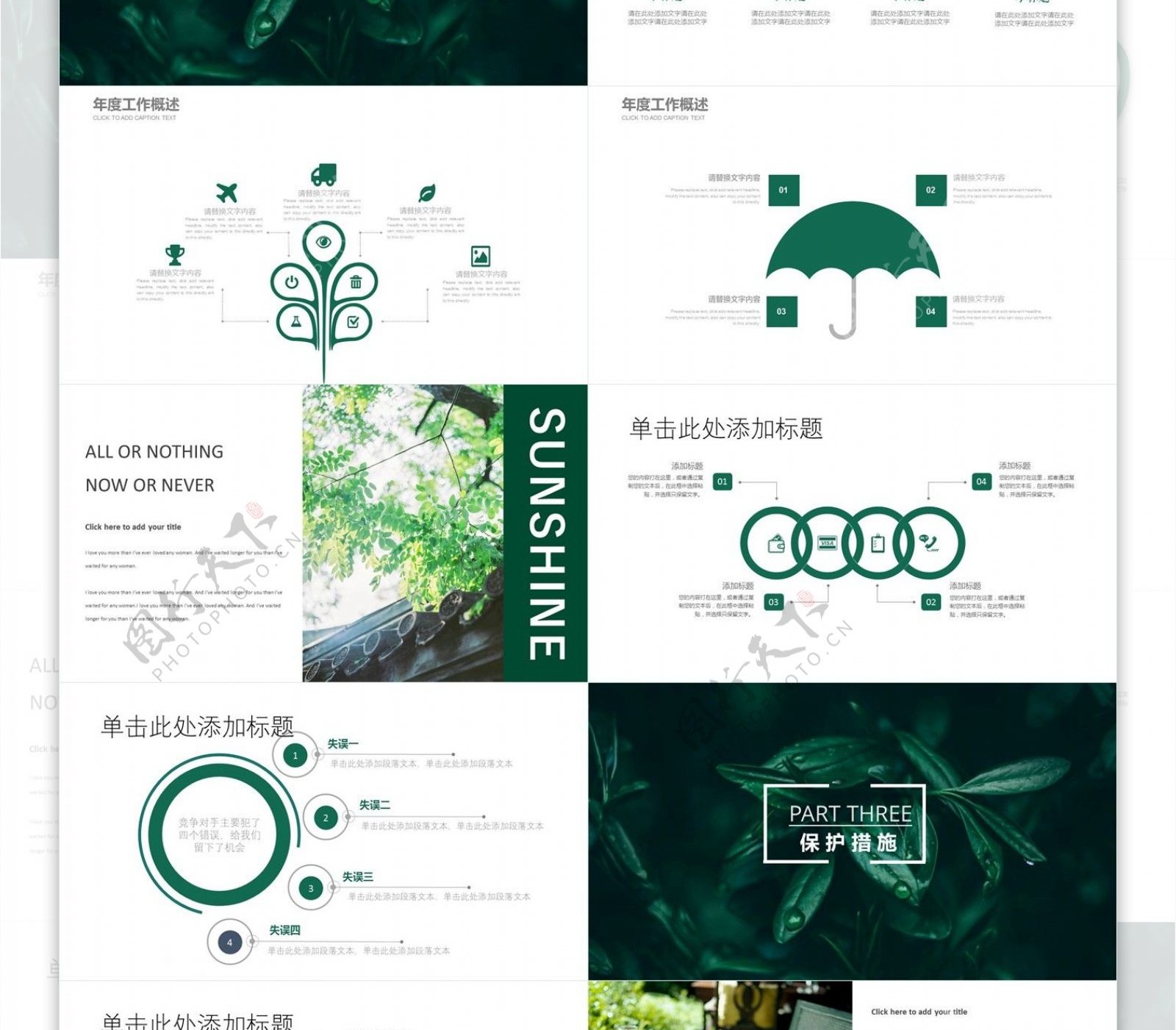 绿色简约环保公益宣传PPT模板