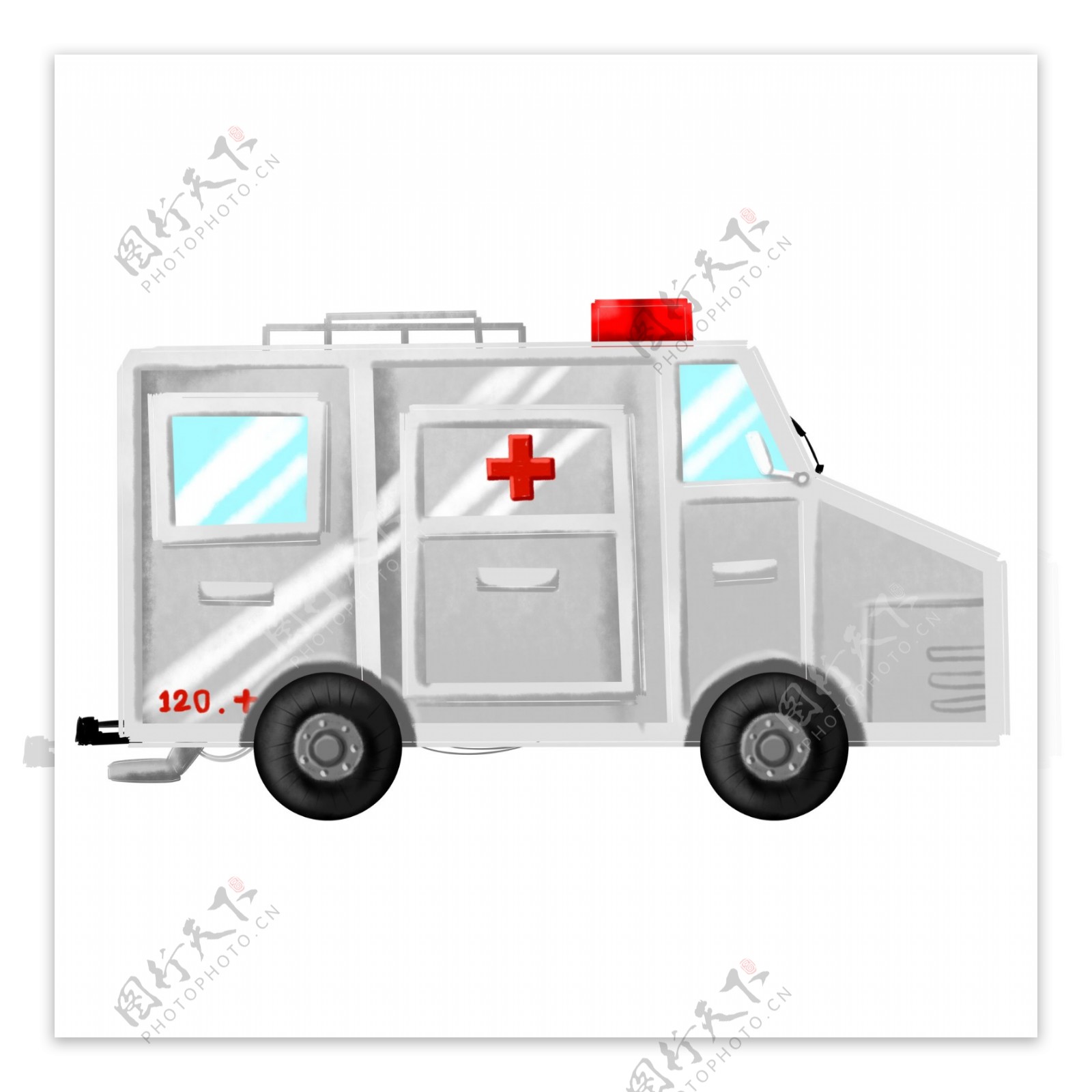 商用手绘医用医疗交通工具救护车插图素材