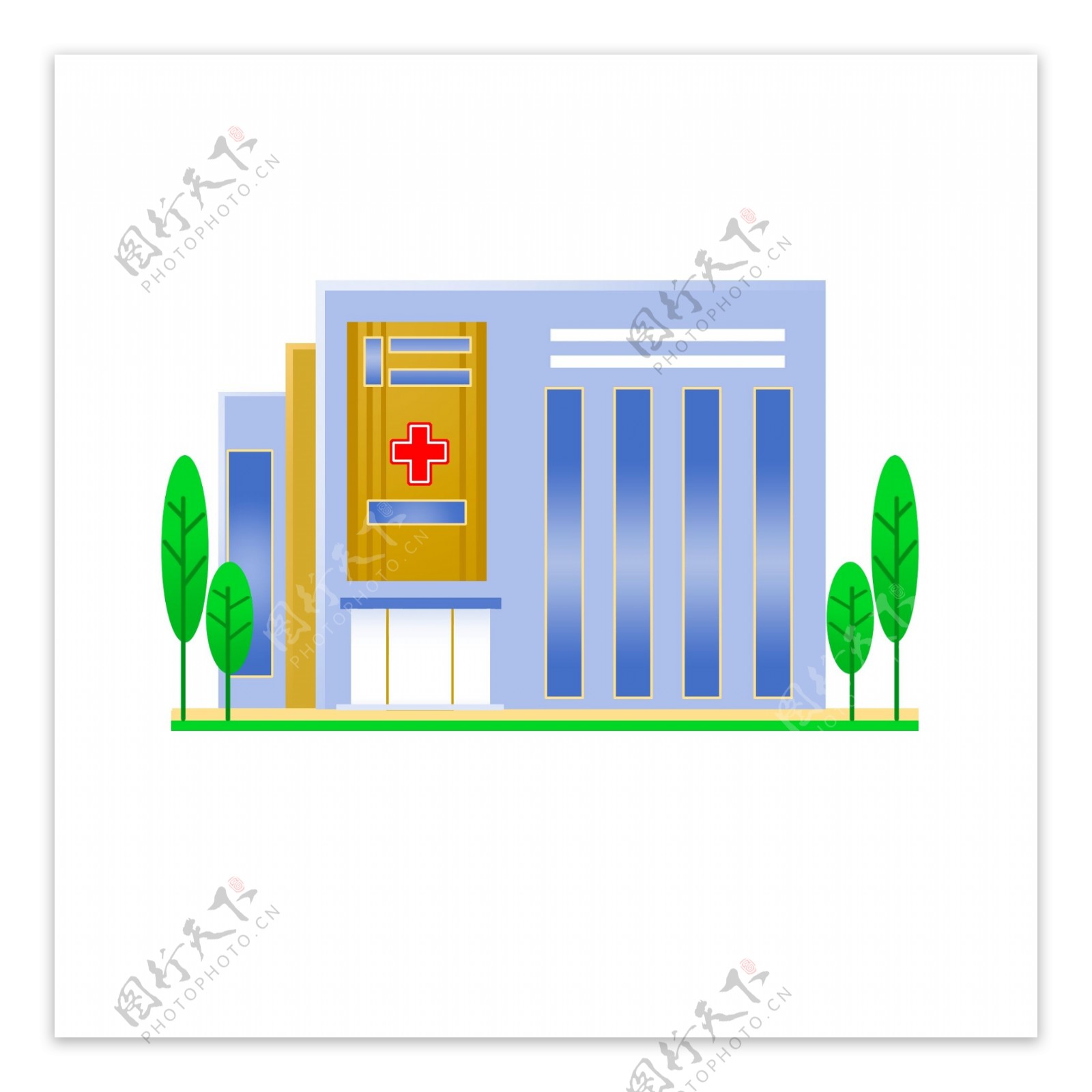 医疗医院建筑房子卡通元素