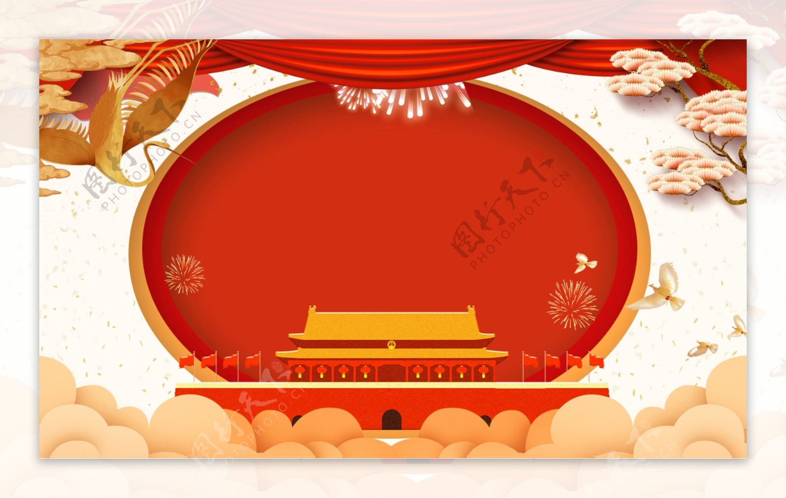 红色喜庆国庆节banner背景