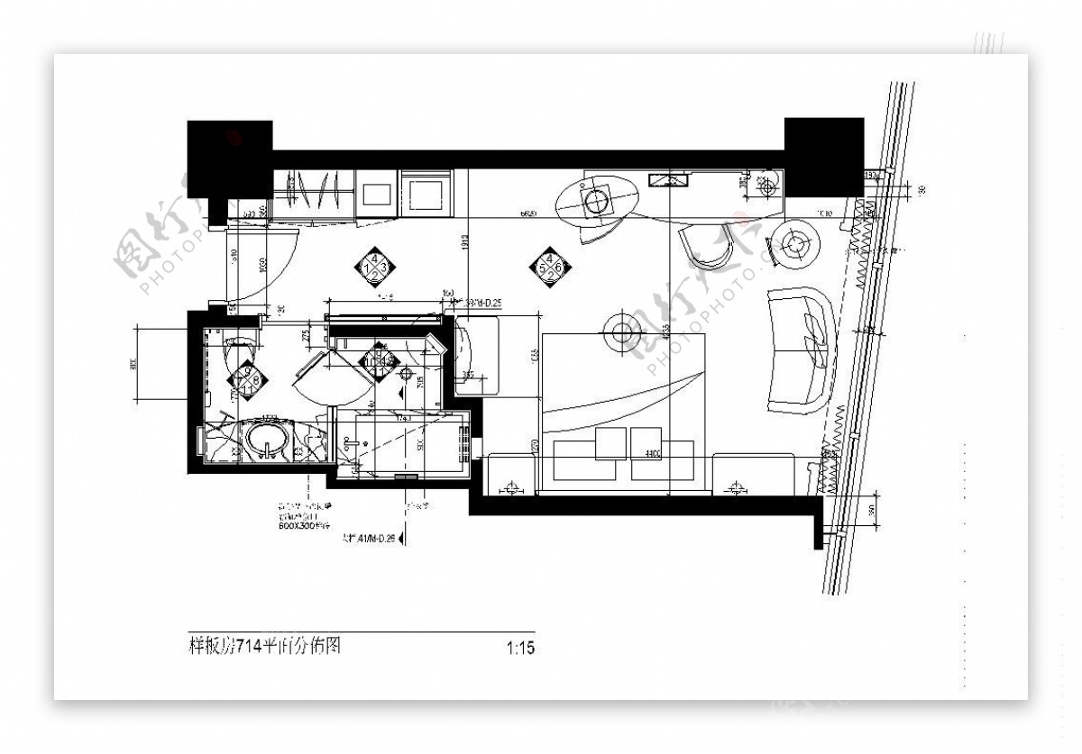 青年公寓一室一厅设计平面图