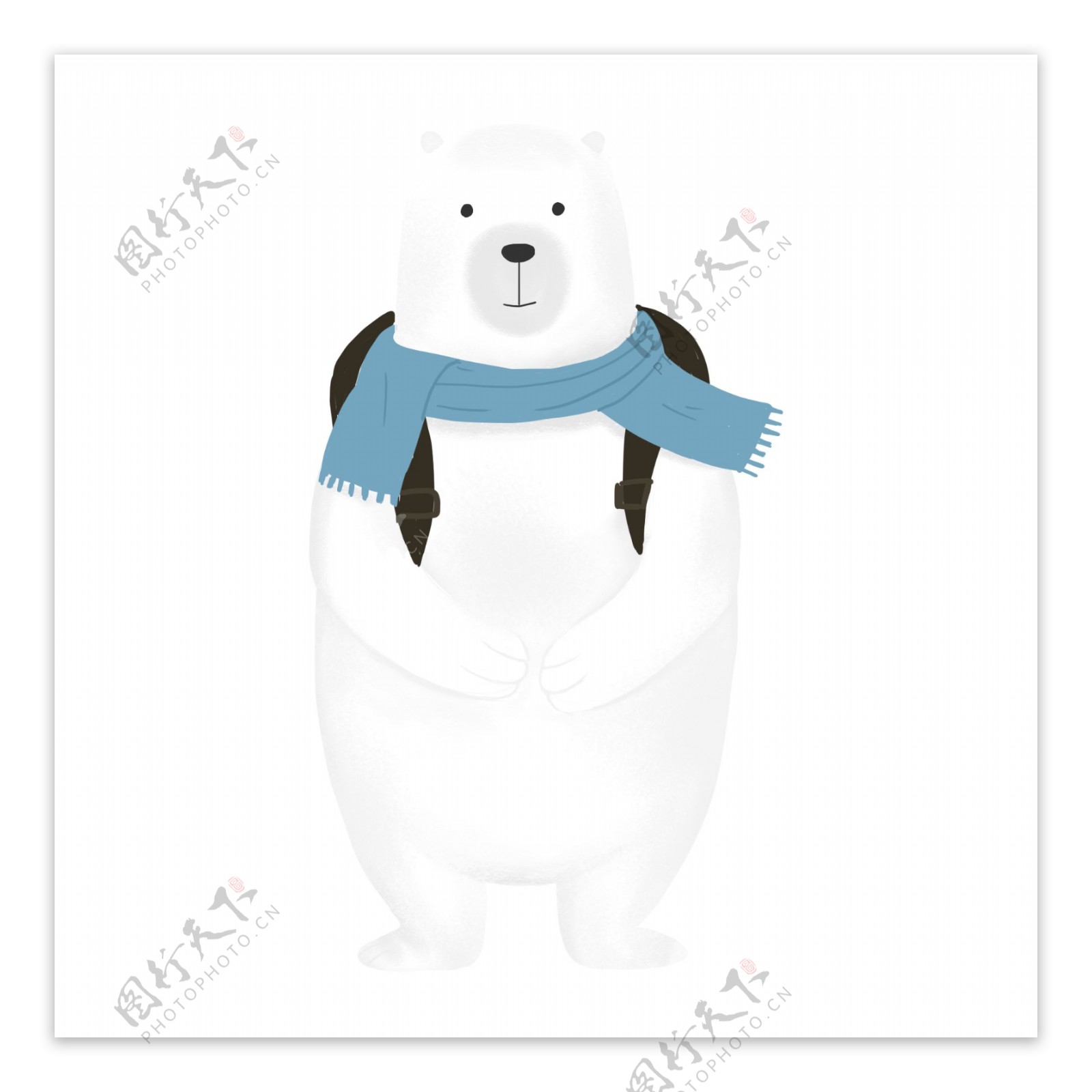 背着书包的北极熊设计可商用元素