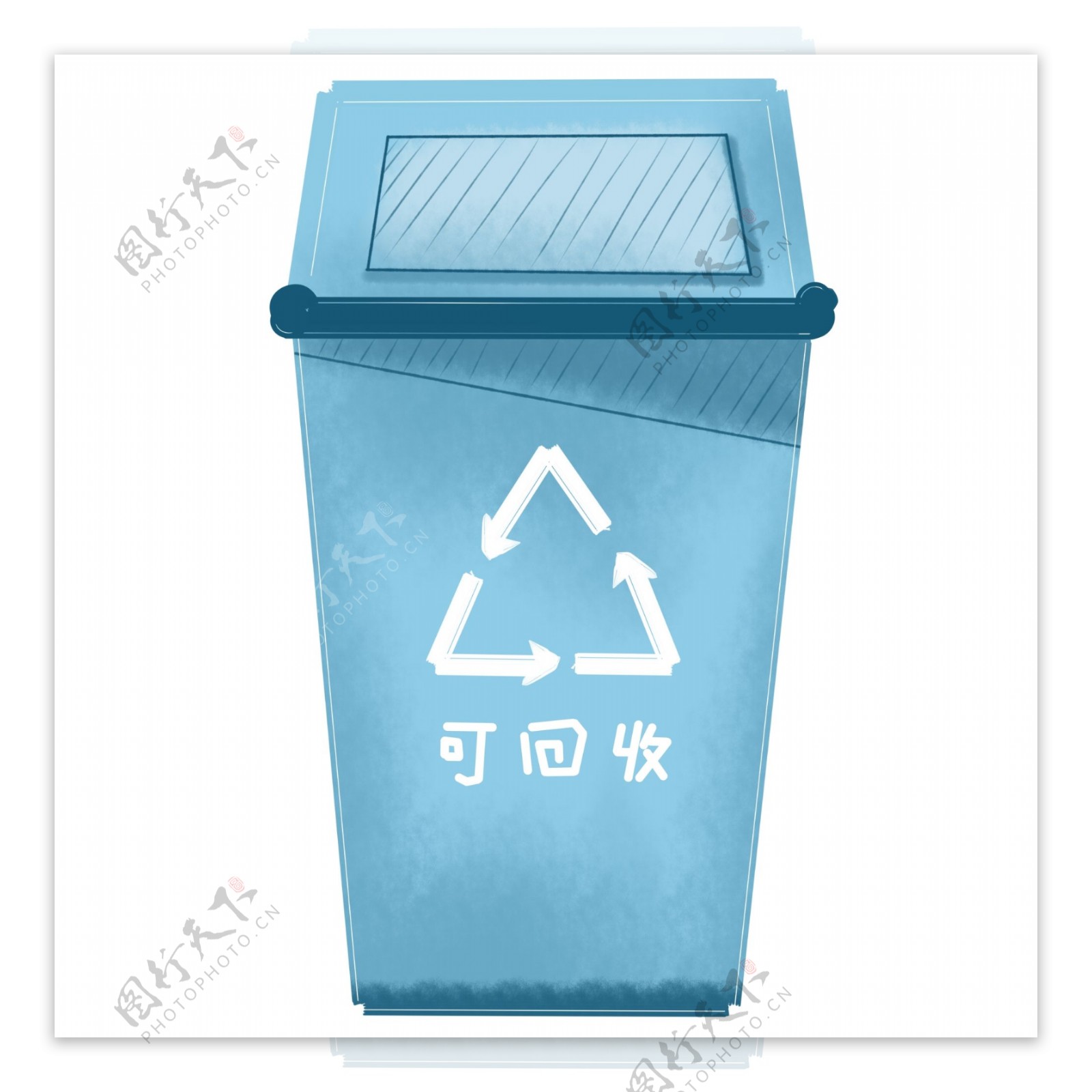 商用手绘环保可回收垃圾分类垃圾桶元素