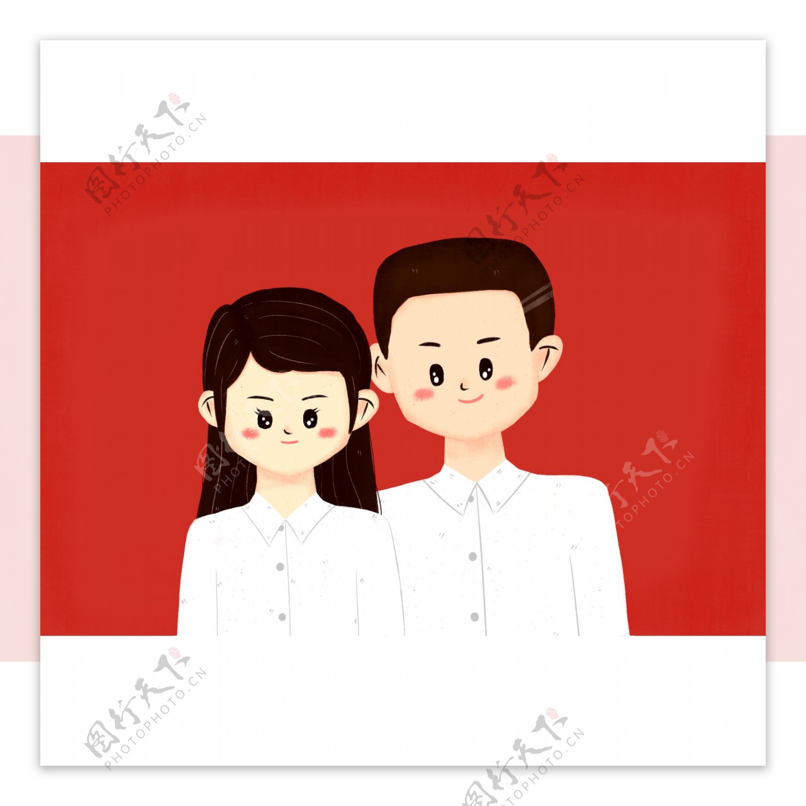 红色背景男女结婚证照结婚婚姻素材