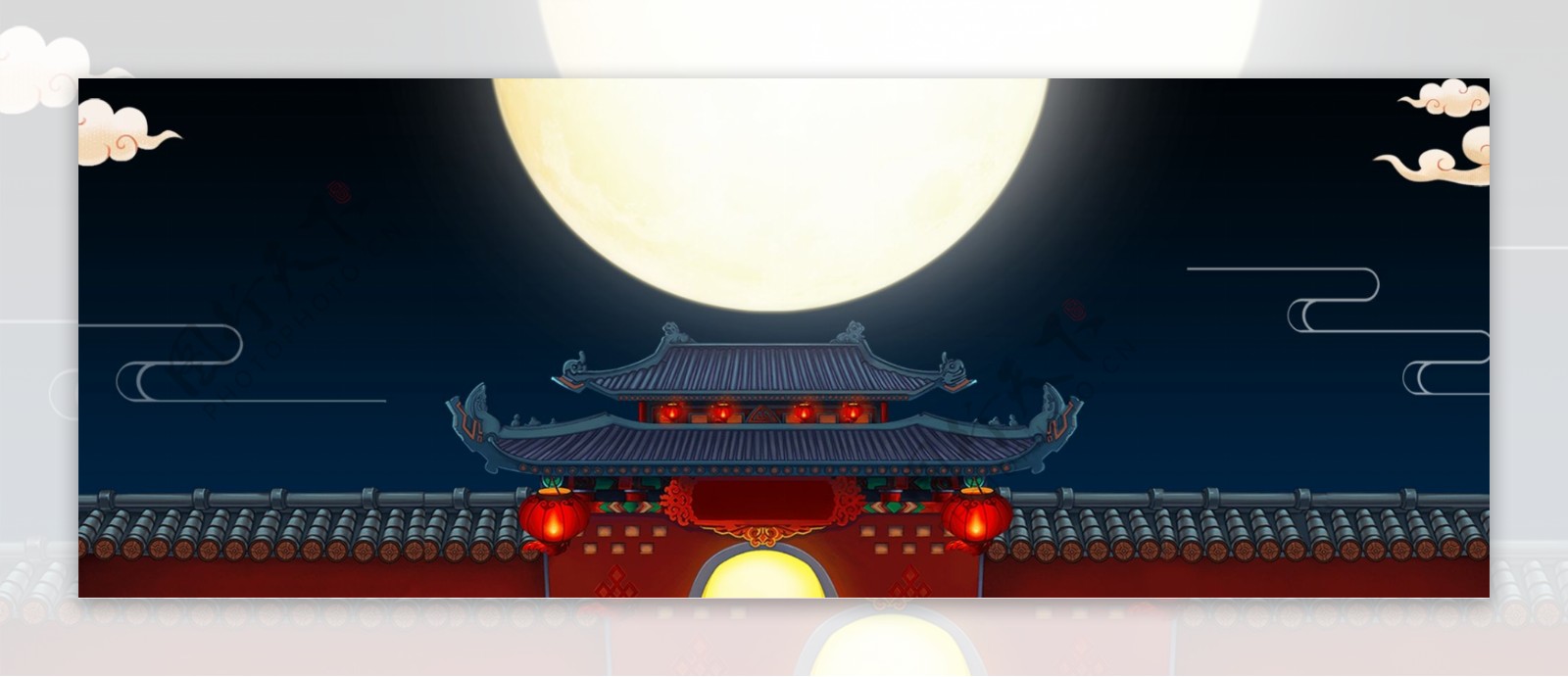 黑色中秋节传统节日banner背景