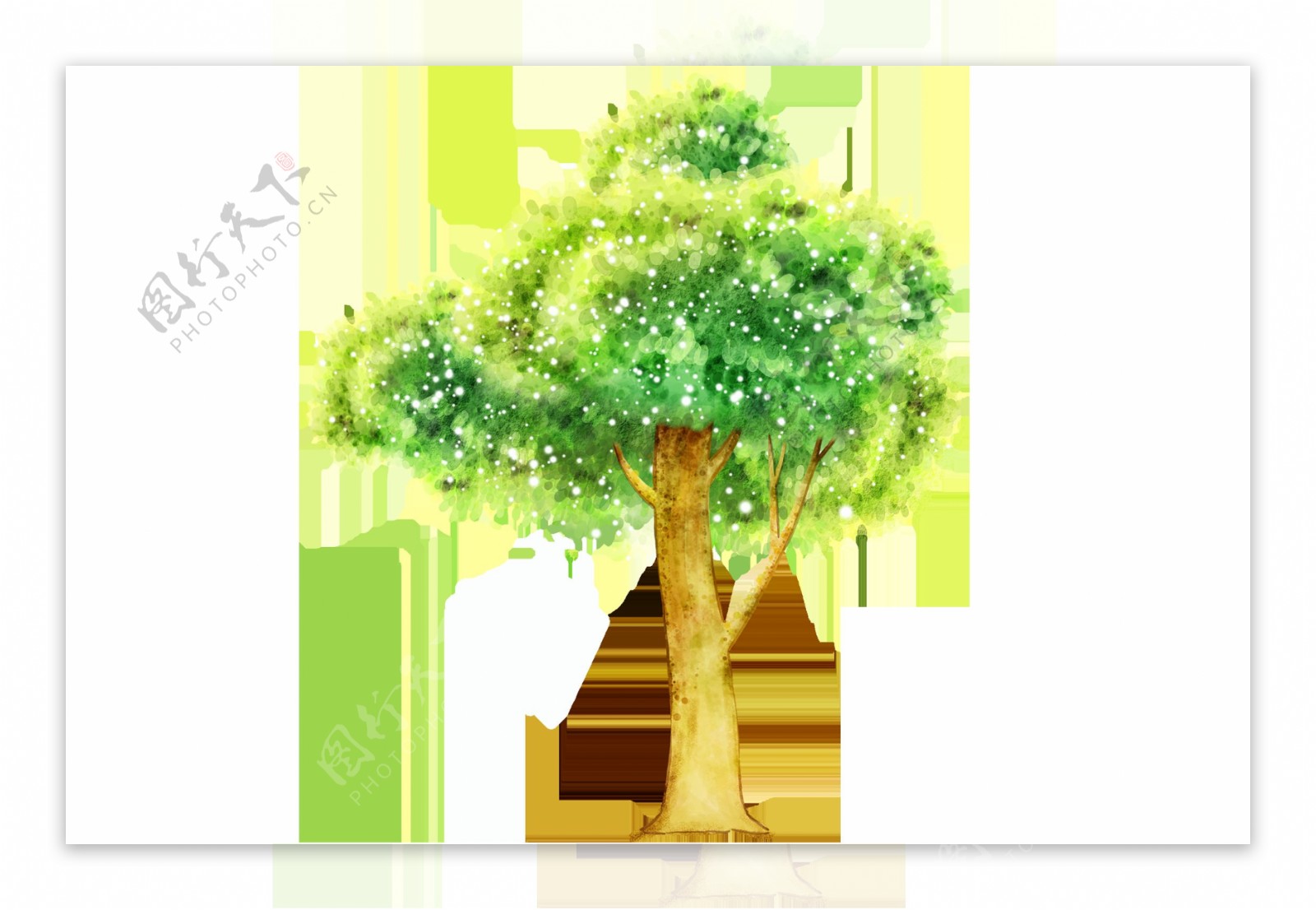 卡通清新绿色树木png元素