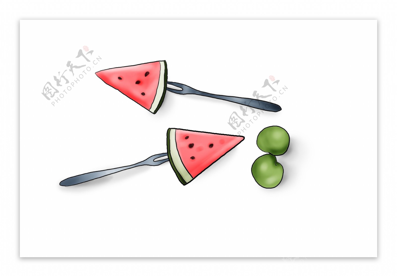 夏季水果手绘西瓜和李子元素