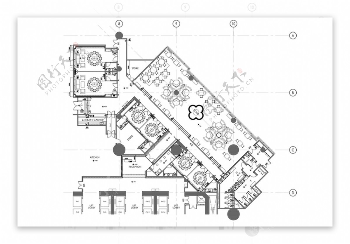 酒店中餐厅CAD平面规划