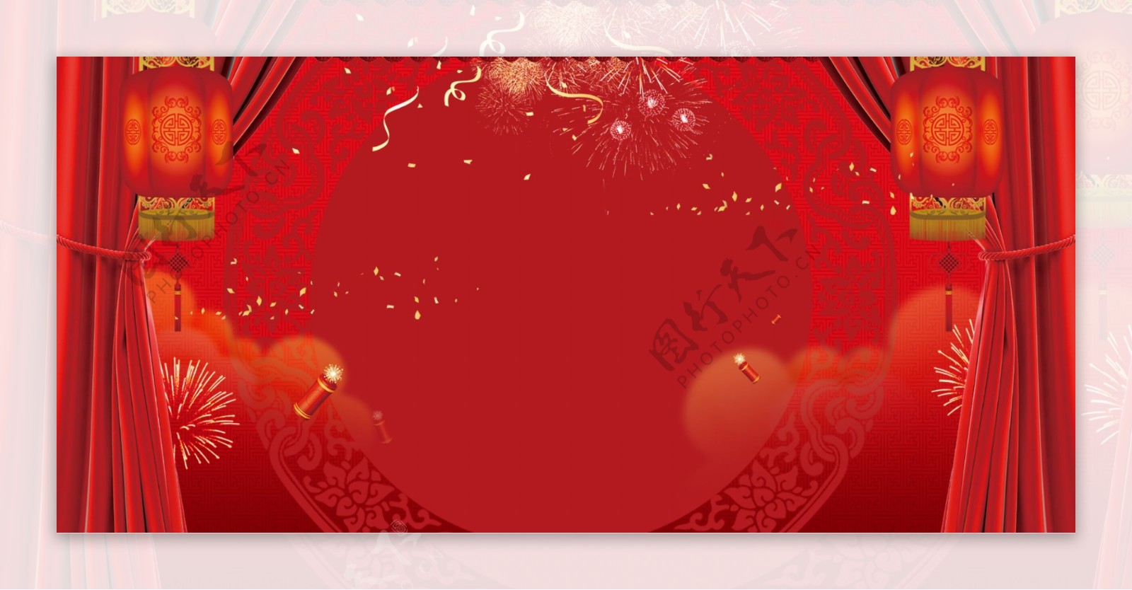 红色喜庆节日气氛banner背景
