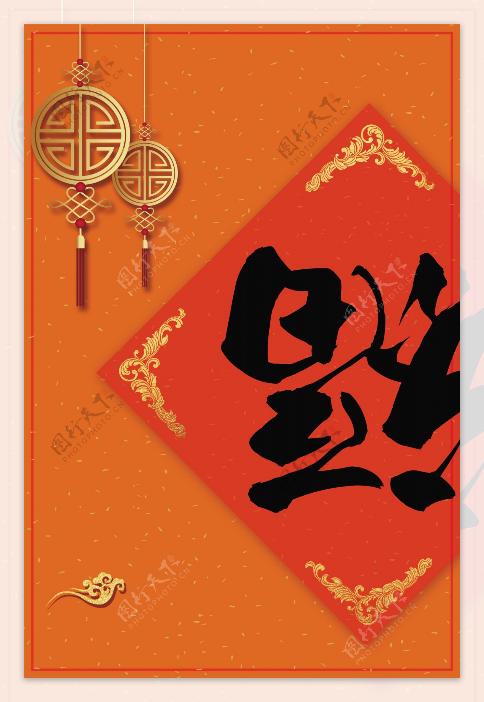中国年灯笼春节喜迎新春广告背景图
