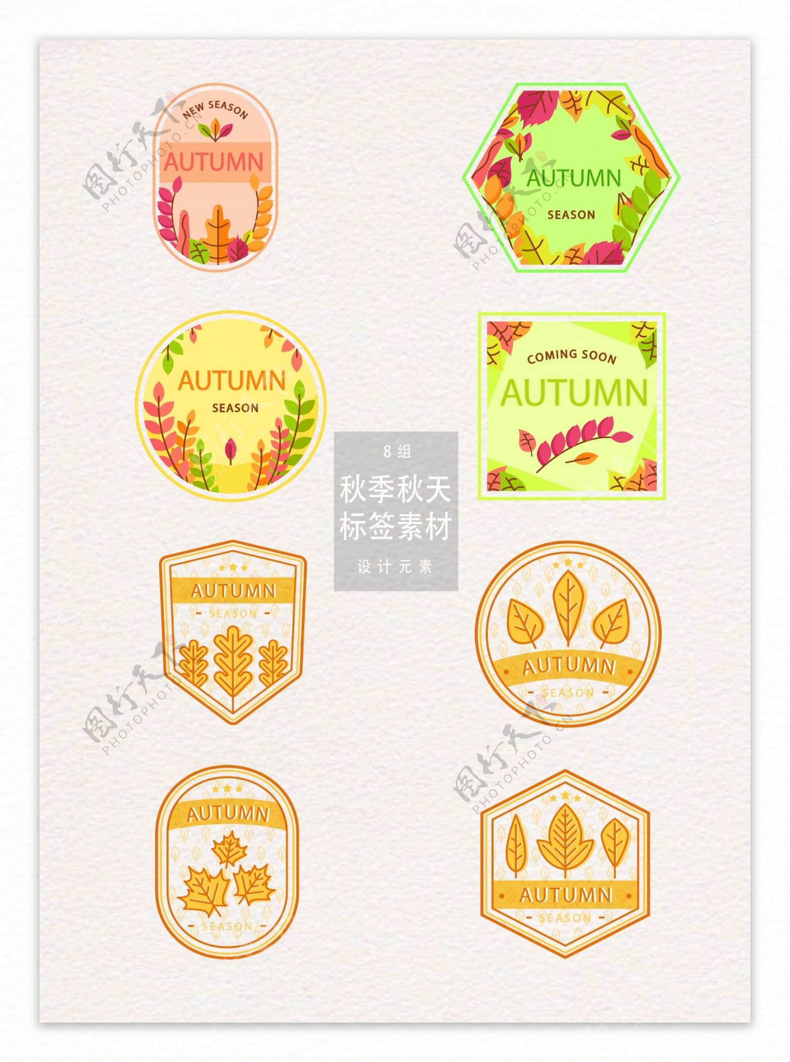 创意秋季秋天促销标签设计元素