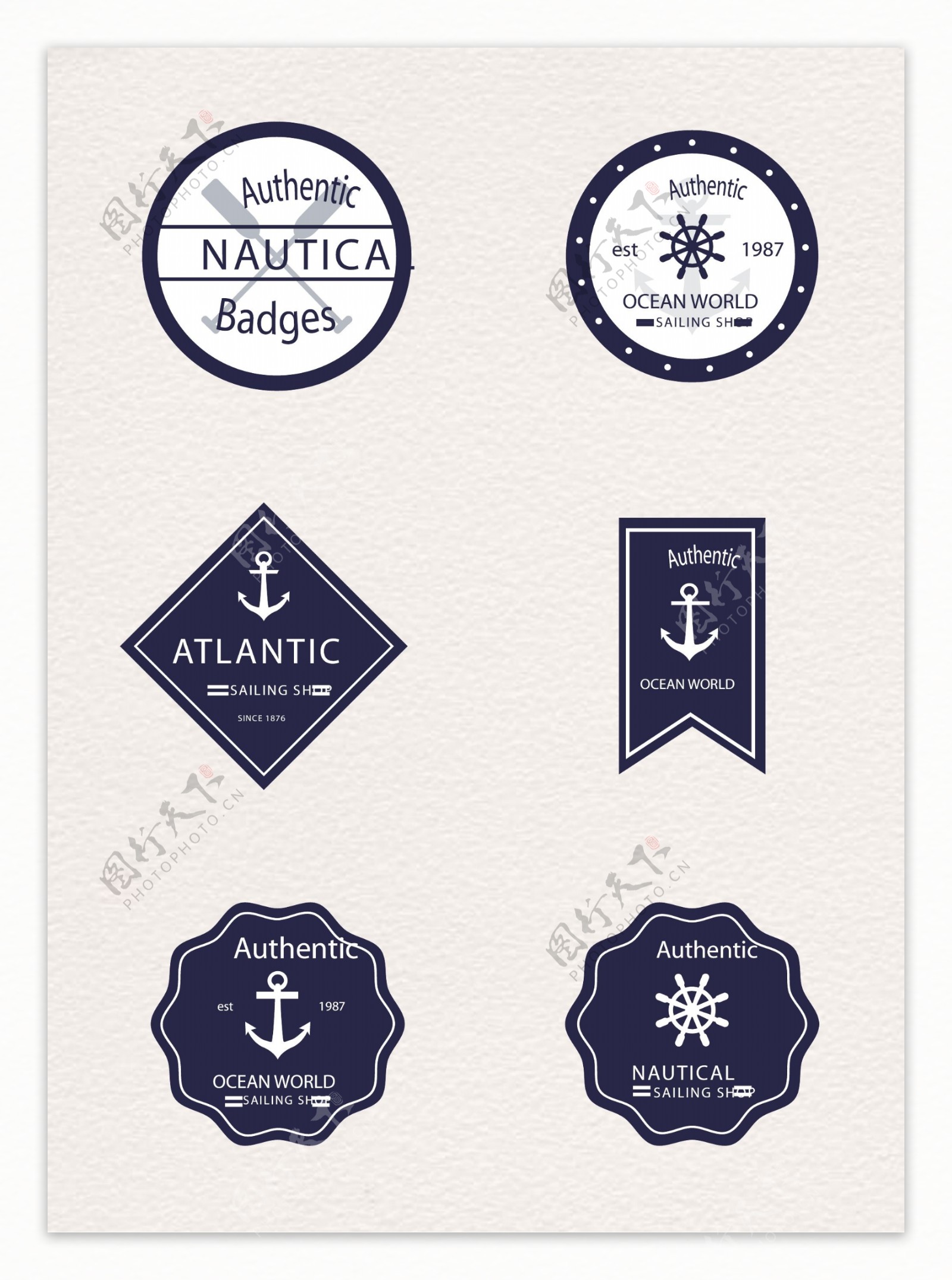 6款创意航海徽章矢量素材