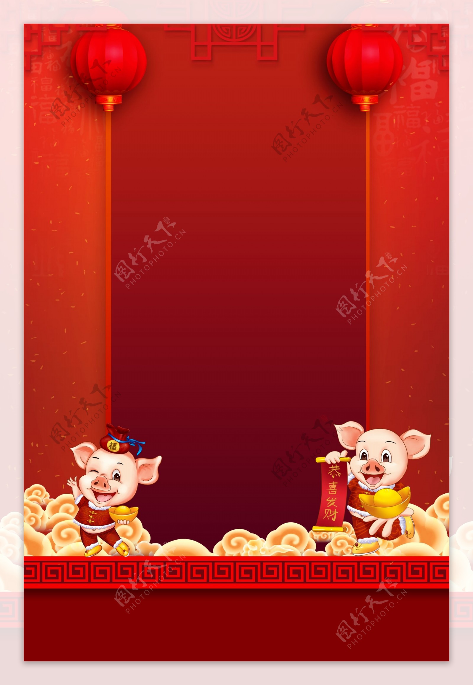 红色猪年新年喜庆广告背景