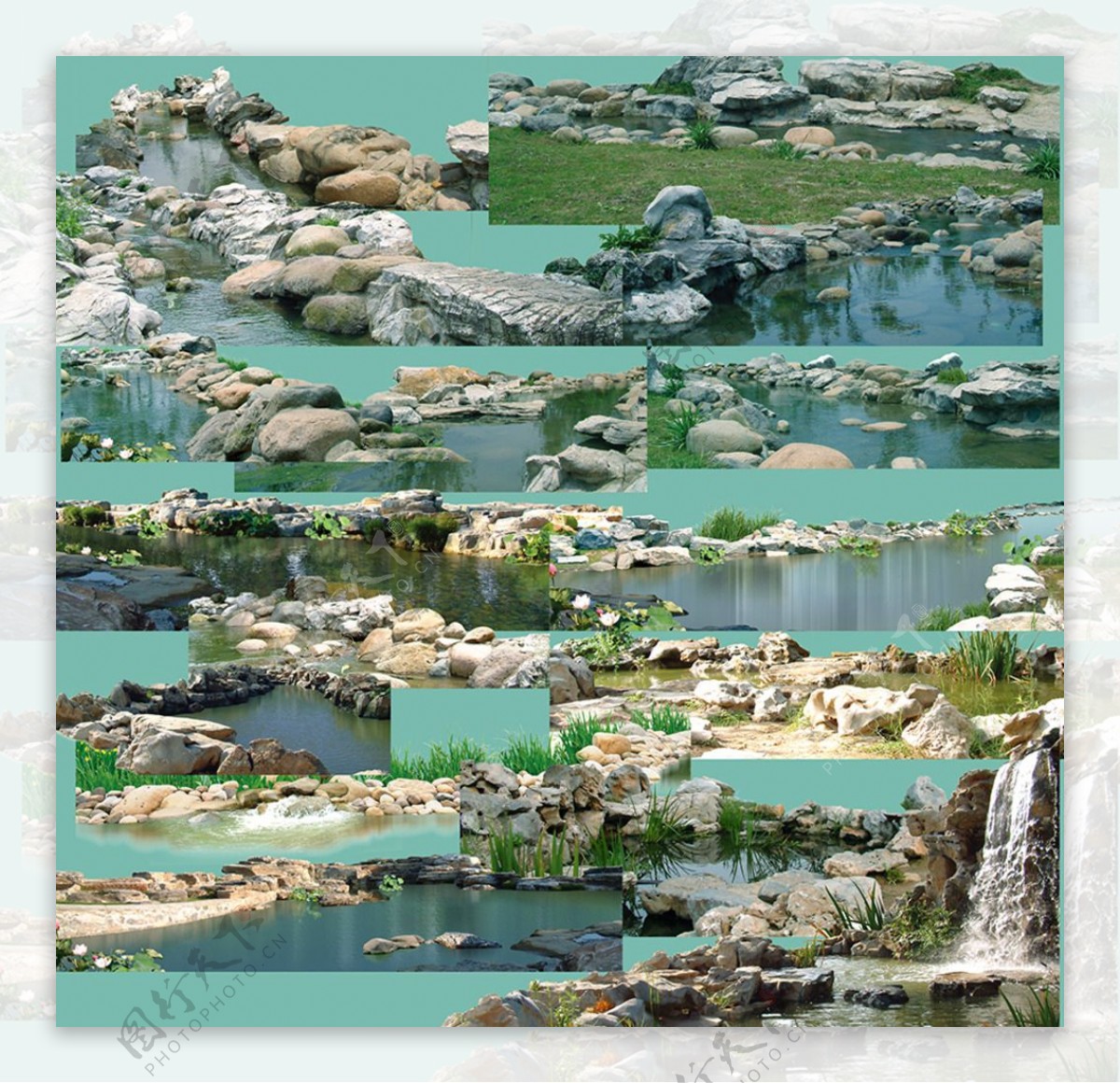 池塘景观环艺分层素材