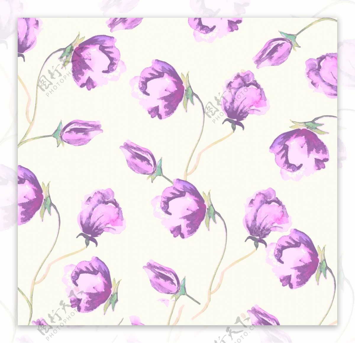 水彩紫色花朵背景