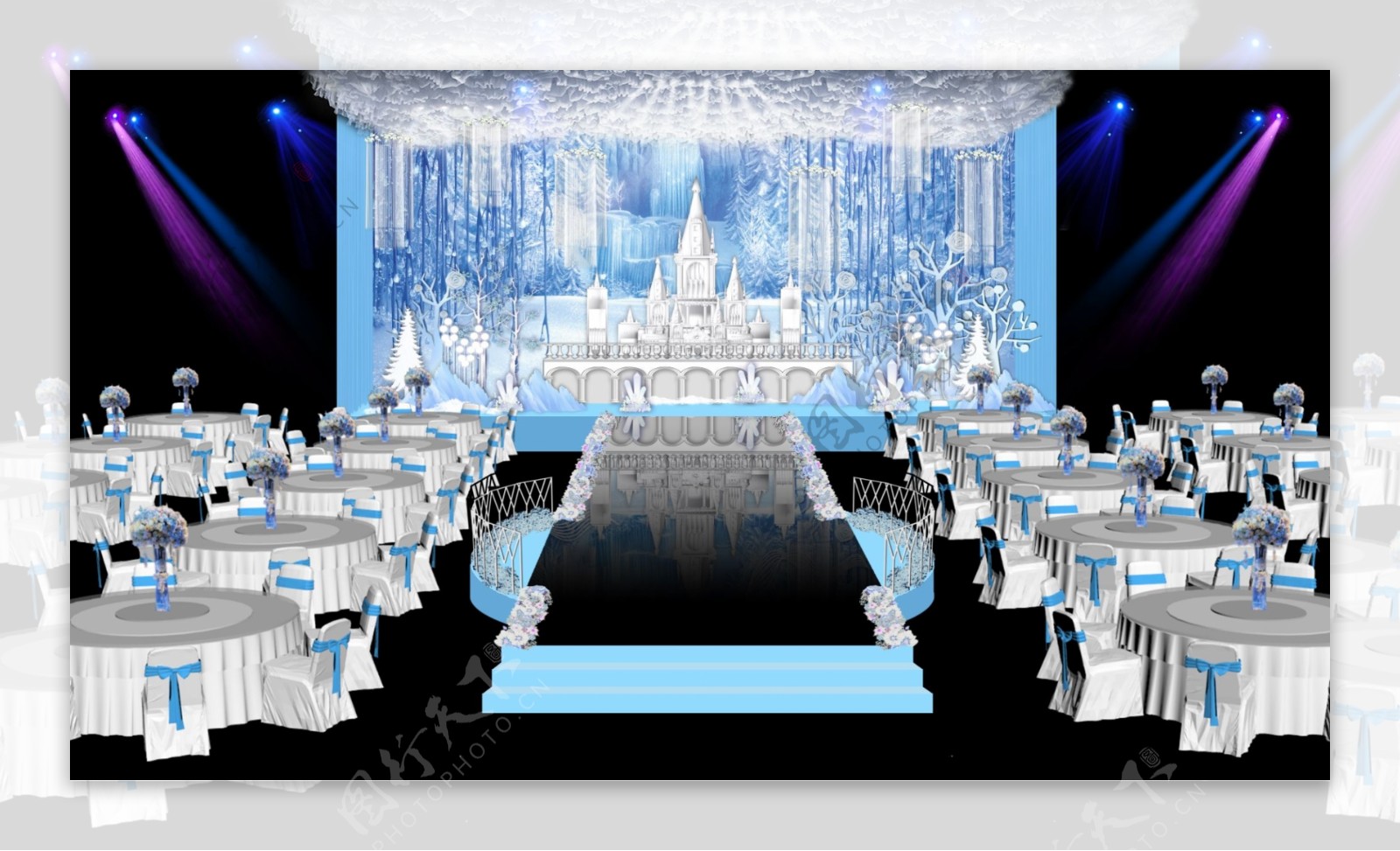 蓝色冰雪婚礼舞台