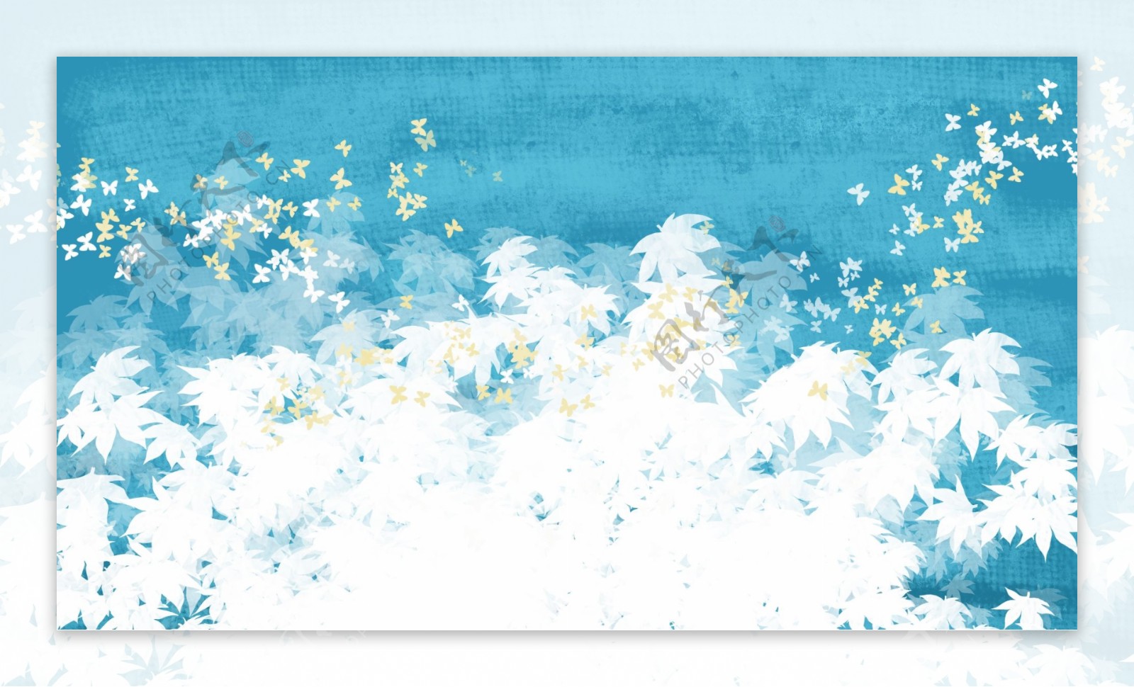 蓝色梦幻花朵背景设计