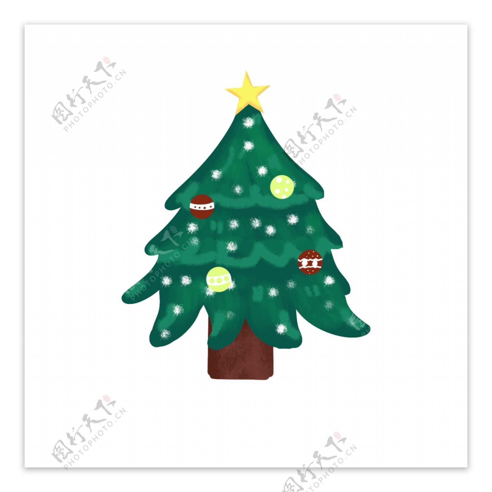 圣诞树卡通装饰圣诞节手绘矢量可商用元素