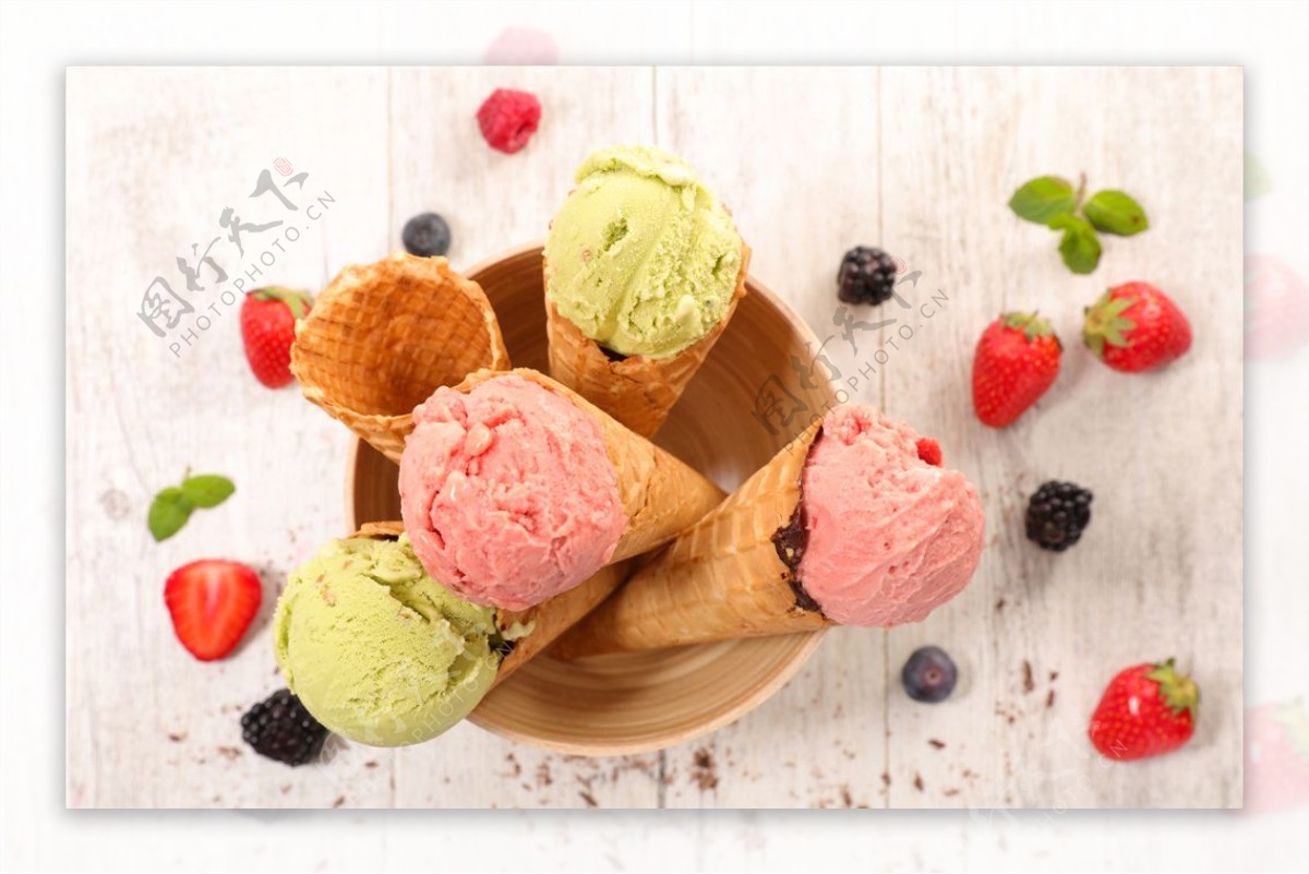 水果叶冰淇淋