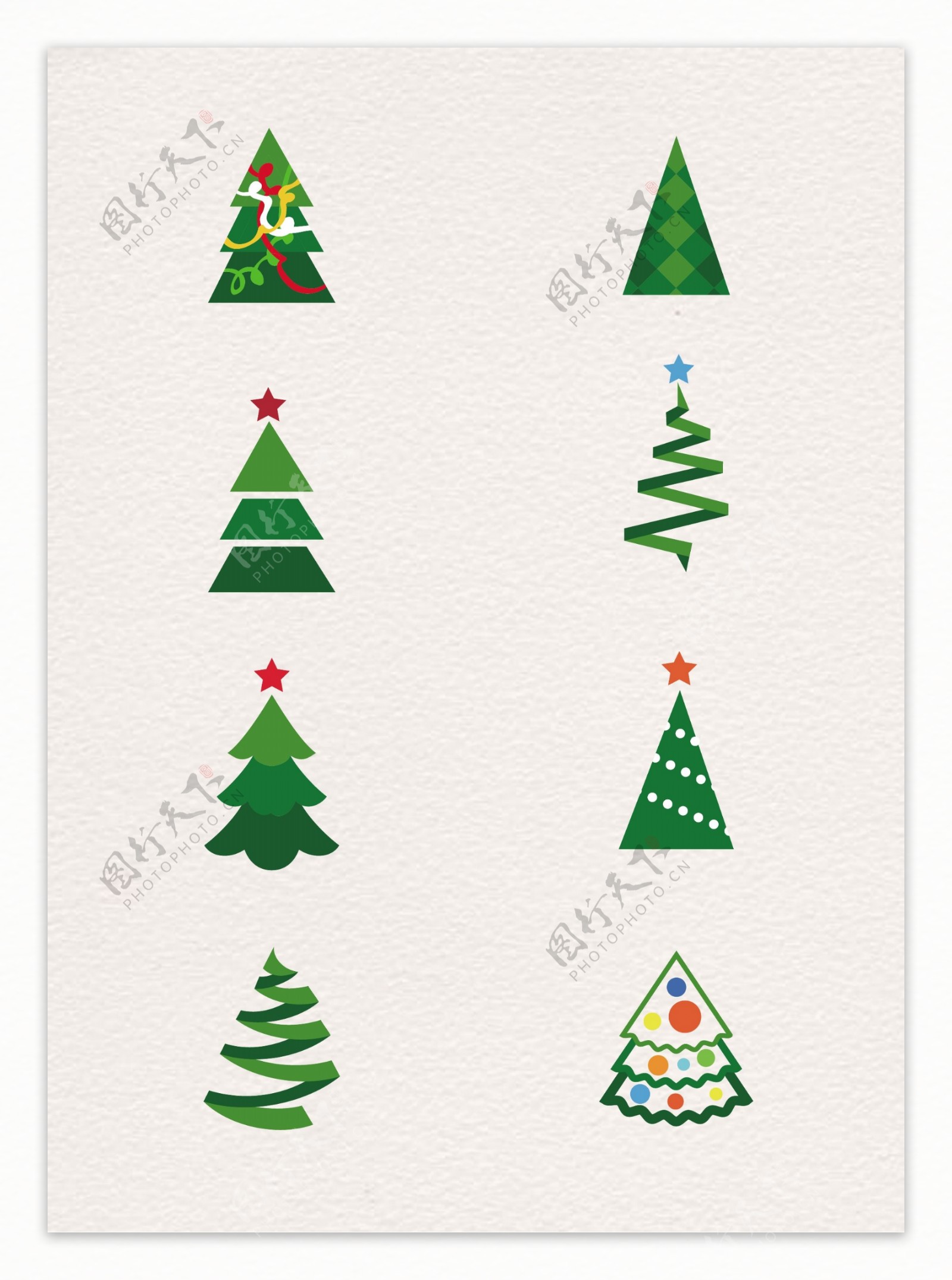 矢量卡通圣诞树装饰图案设计