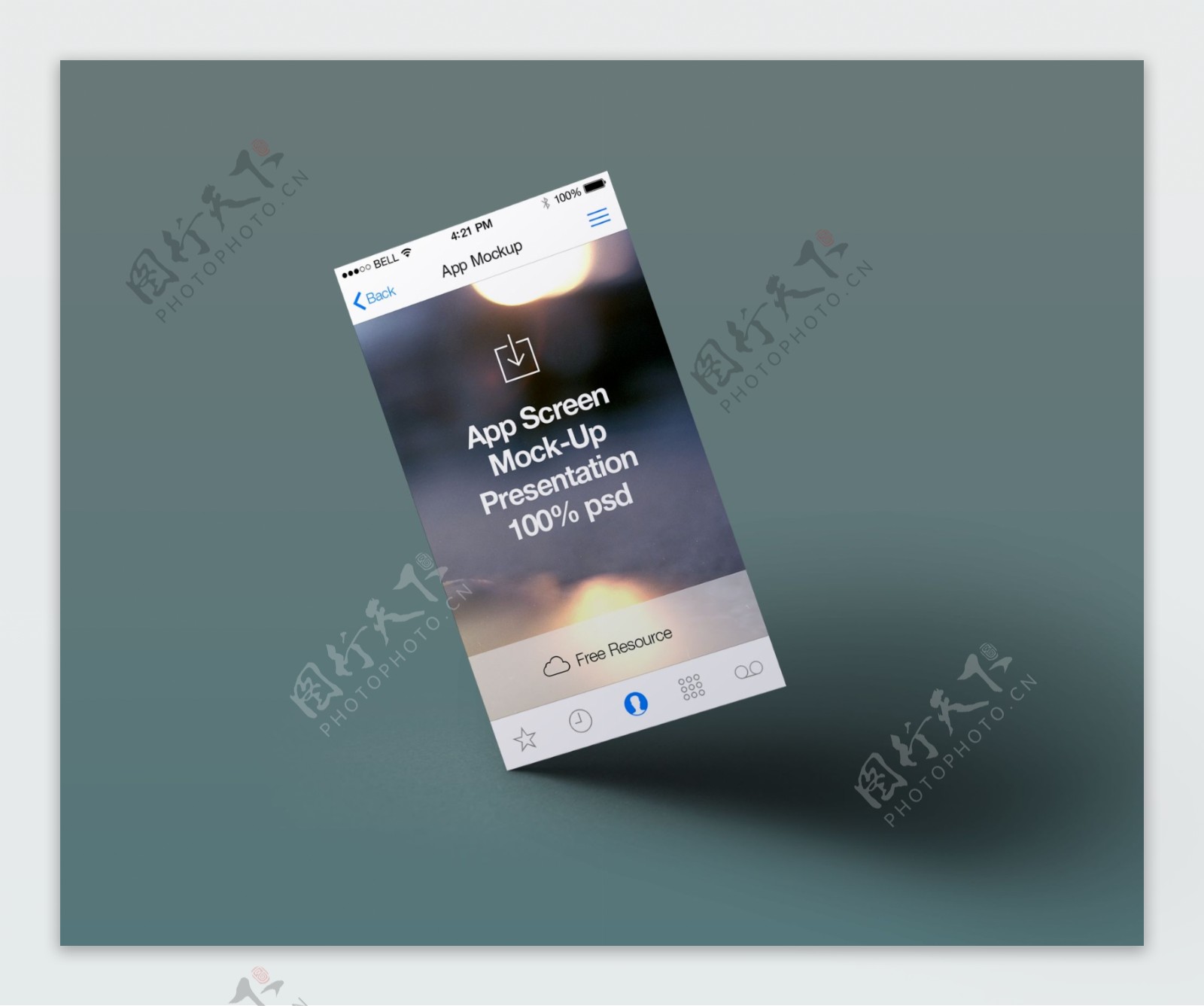 简约手机UI设计样机透视玻璃水平模型