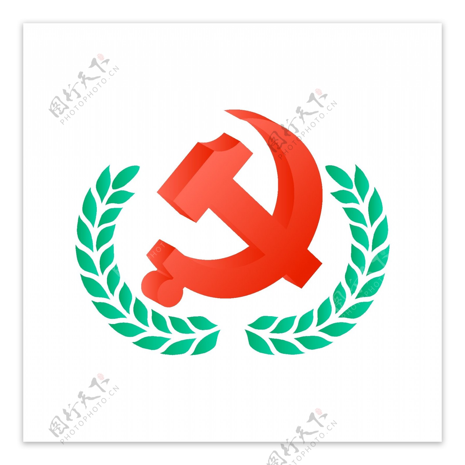 2.5D中国共产党树叶立体矢量党徽