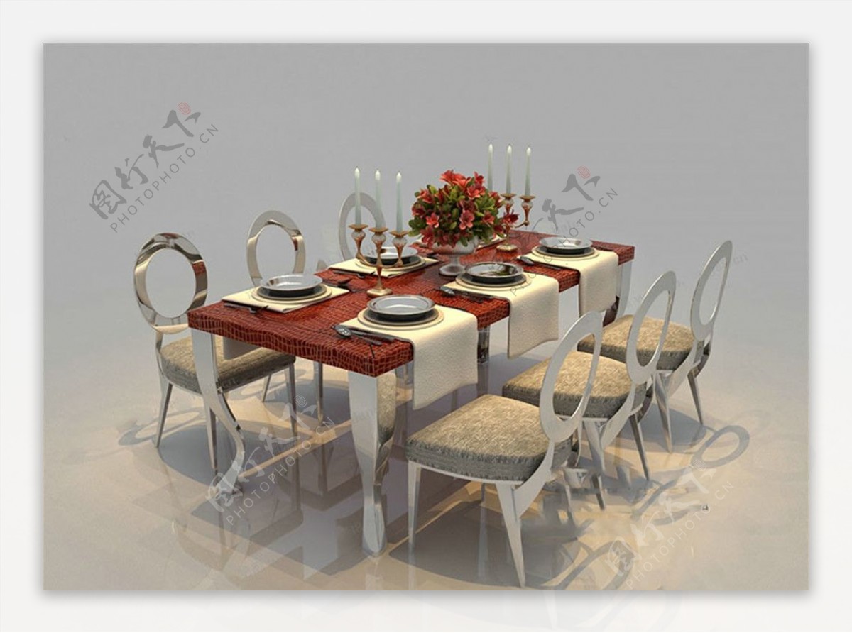 奢华欧式餐桌3d模型