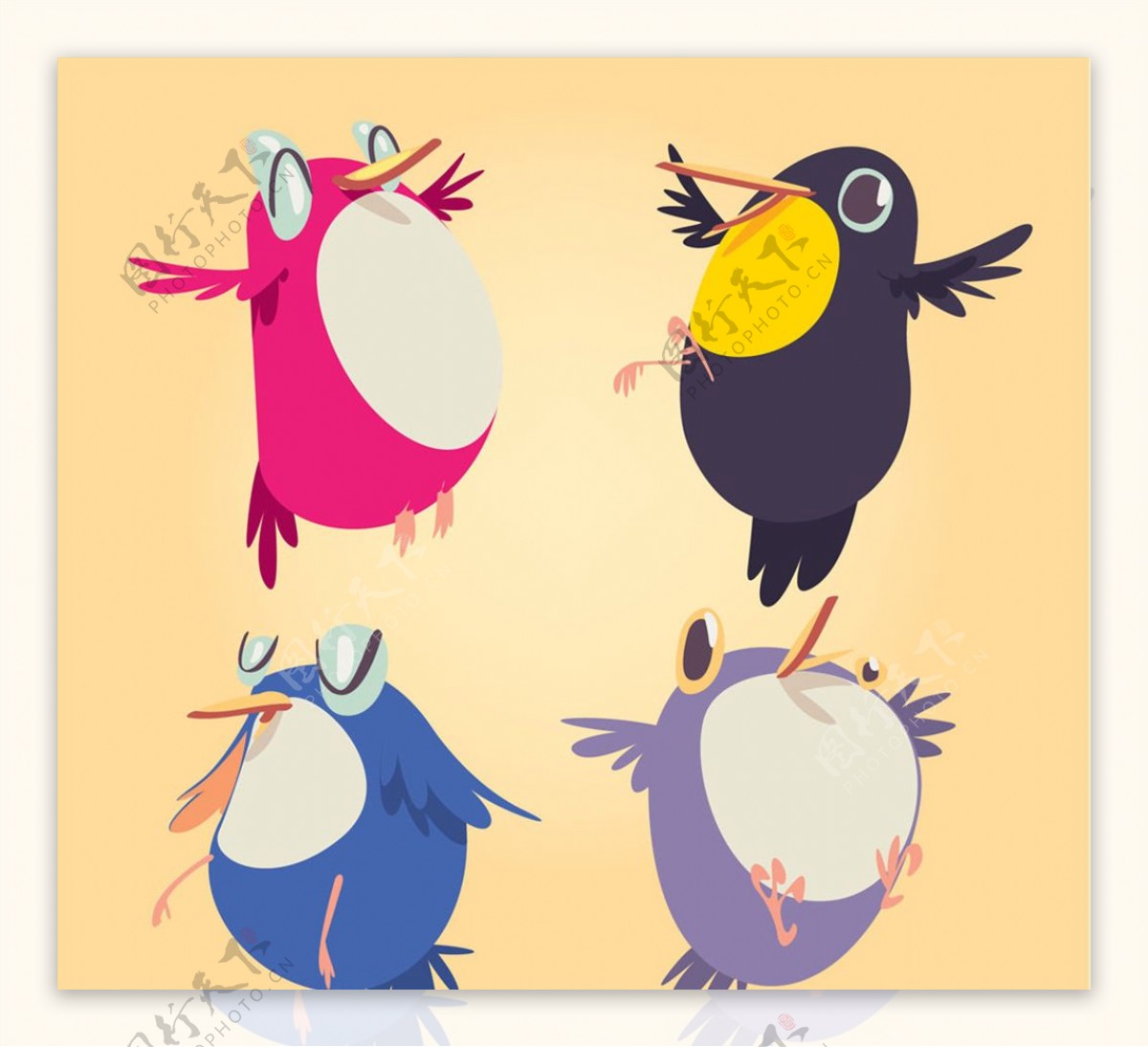 4款卡通鸟类设计