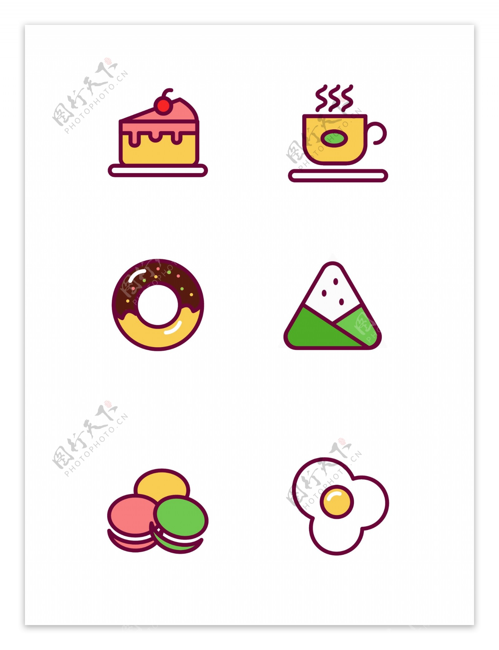 多色复合美食手机卡通矢量图标