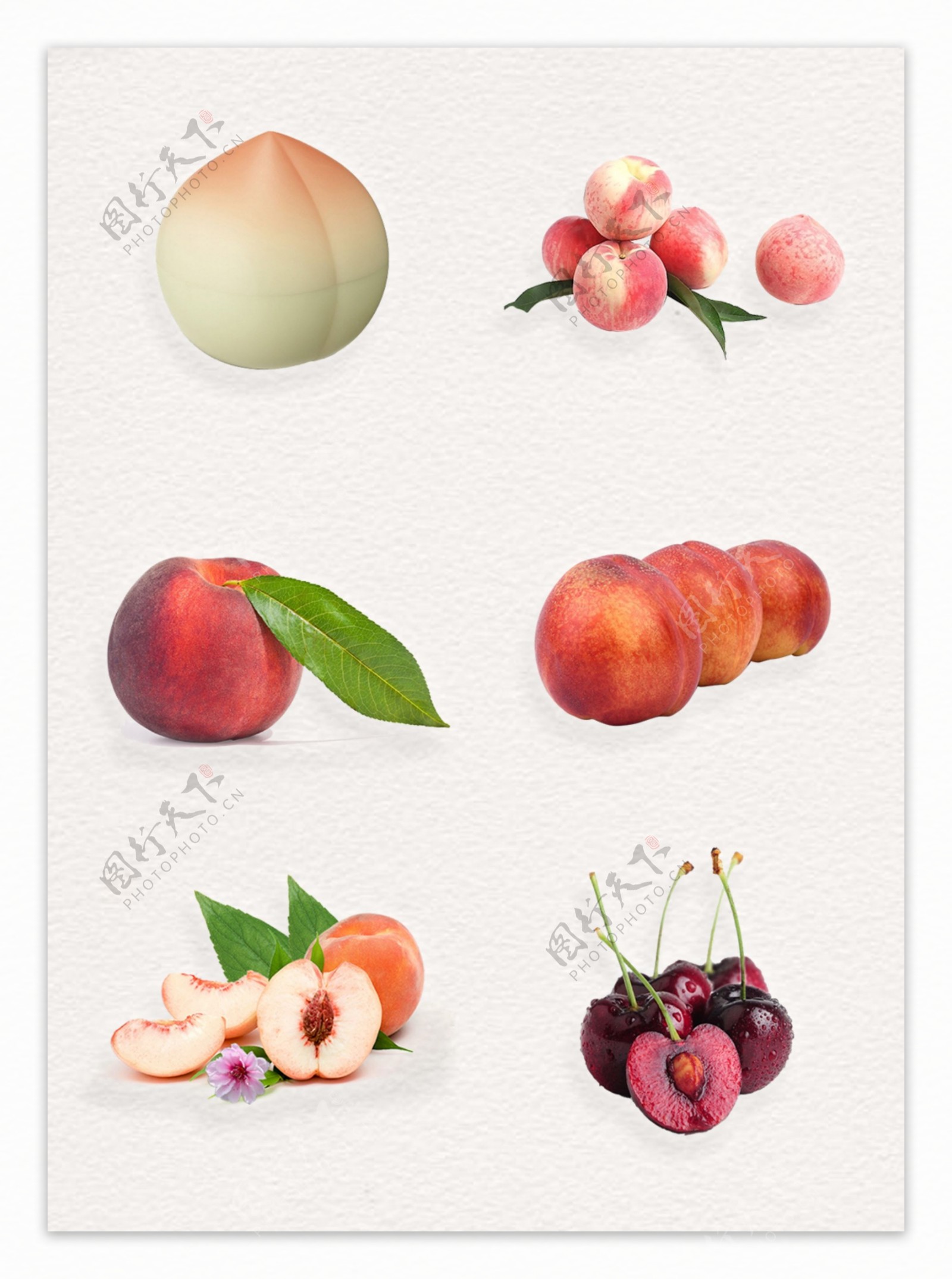 桃子樱桃水果透明png免扣素材