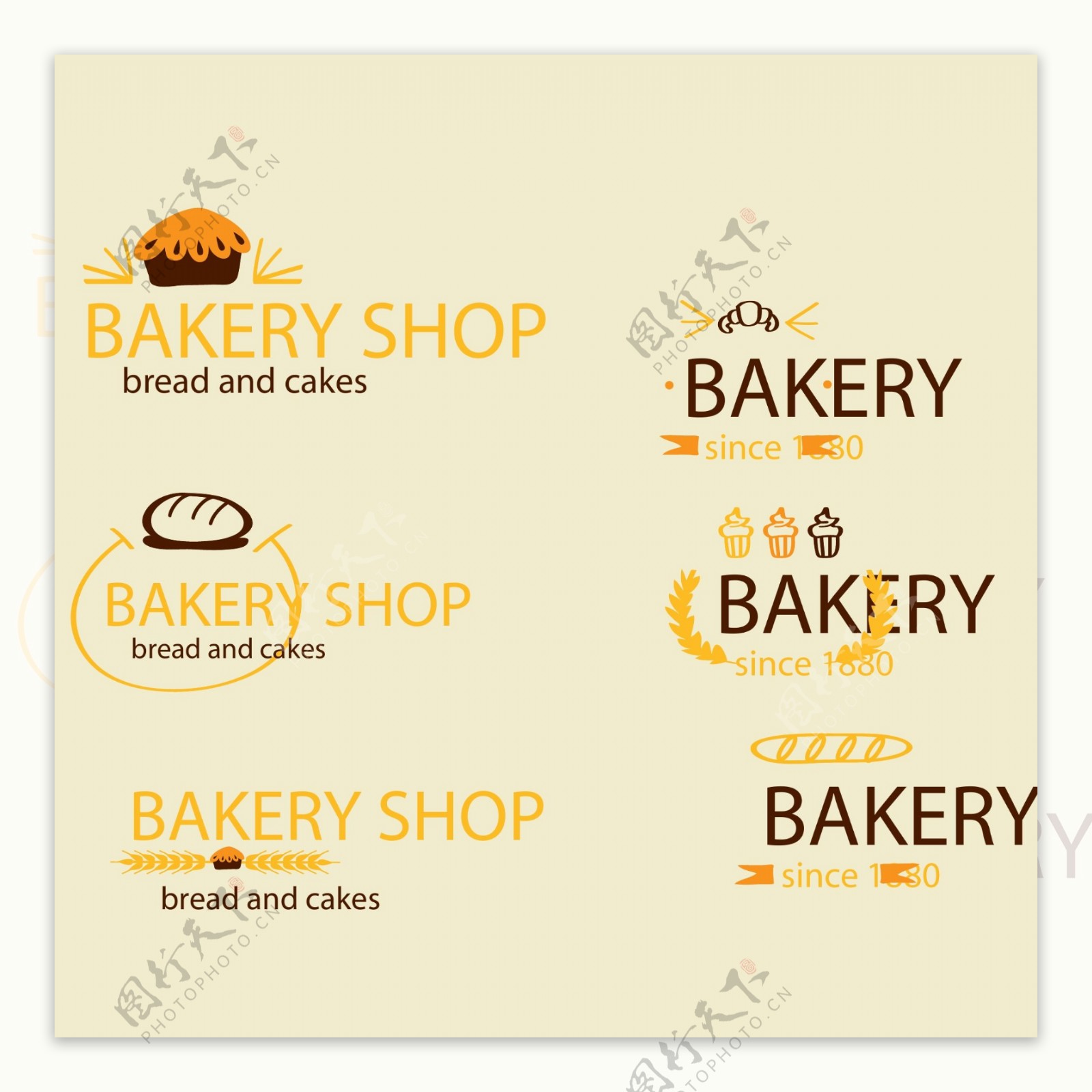 创意英文的面包店标志素材