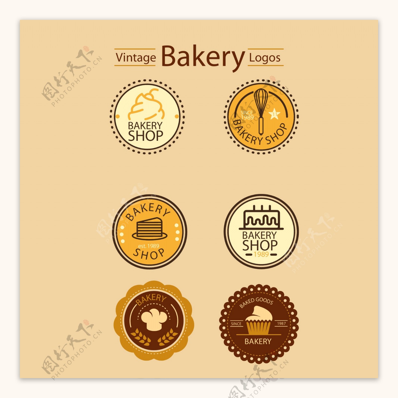 徽章样式的面包店标志素材