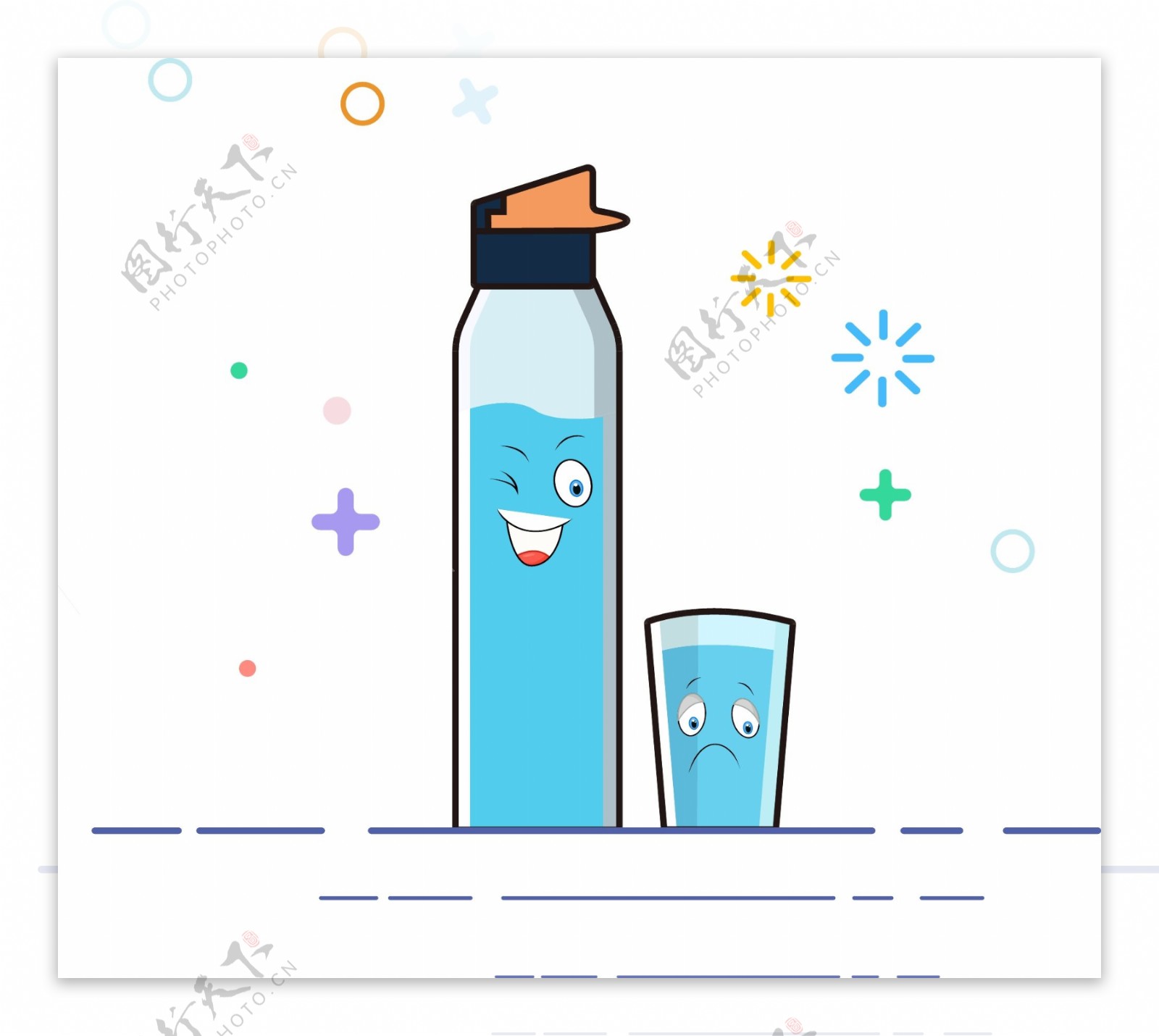 MEB风格卡通手绘热水瓶水杯矢量小图标