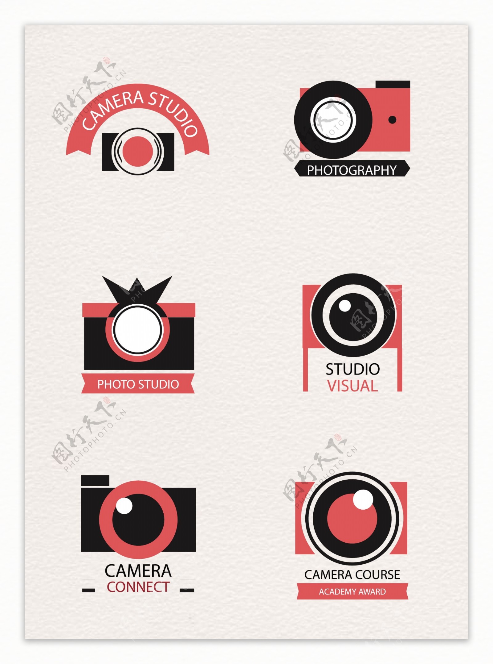 6款红色照相机标志矢量素材